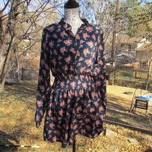 J for Justify Navy and Pink Floral Long Sleeve Dress